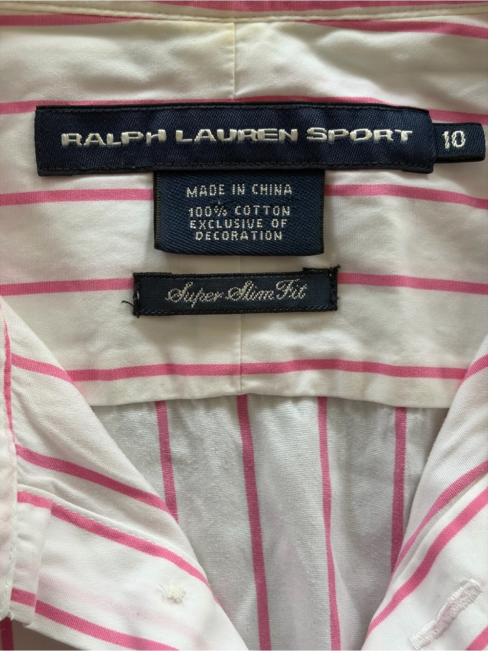 Ralph Lauren Sport Pink Striped Short Sleeve Button Down Shirt Size 10 - Picture 4 of 5